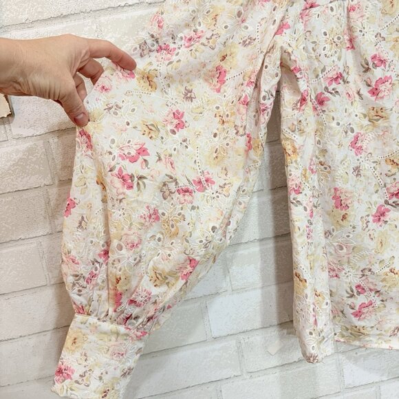 NWT Bardot Button Floral Eyelet Top Large Cottage Embroidered‎ Garden Victorian - Picture 10 of 12